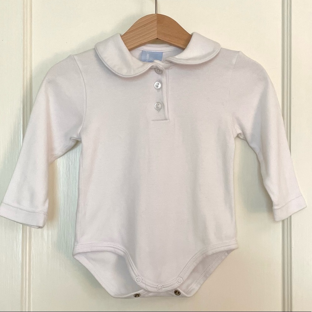 bella bliss White Peter Pan collar Essential Pima Long Sleeve Tee 6m